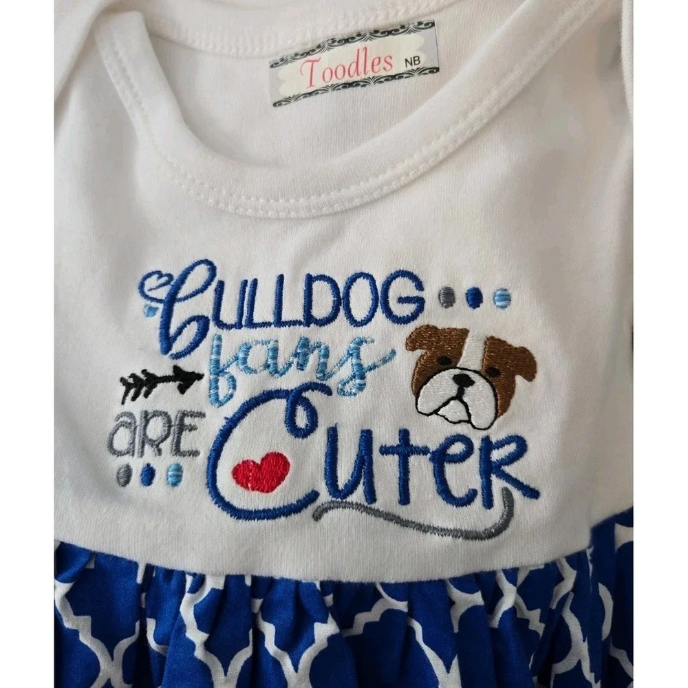 NWOT Toodles Boutique Blue and White Soft Newborn Layette‎ Gown NB